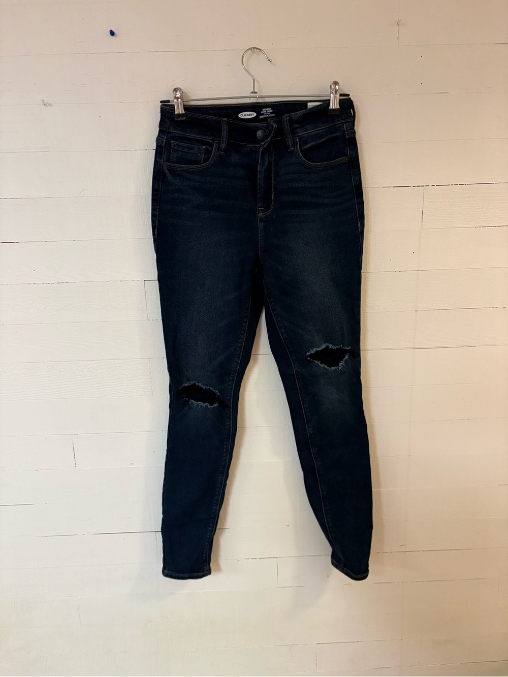 Old Navy Rockstar Super Skinny High Rise Distressed Jeans Size 4 Dark Wash